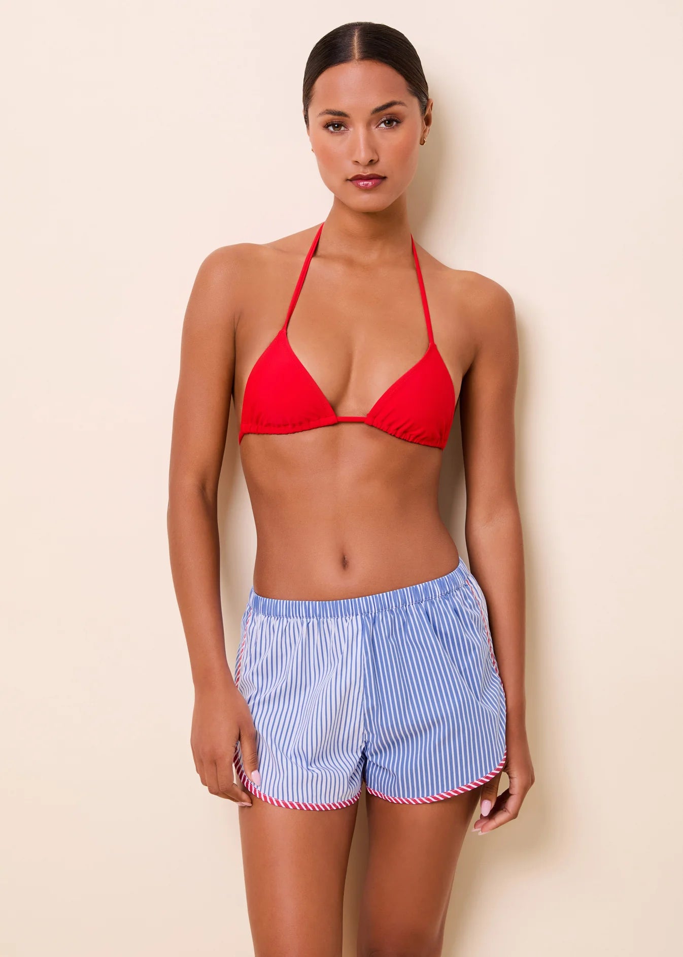 The Lester Short in Colorblock Marina Blue Stripe