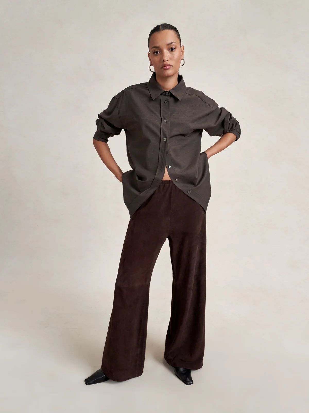 Suede Colby Pant in Chocolate