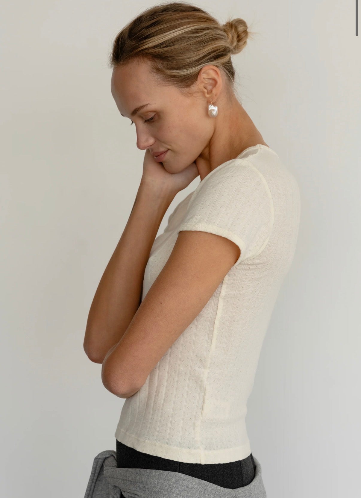 The Pointelle Baby Tee in Cream