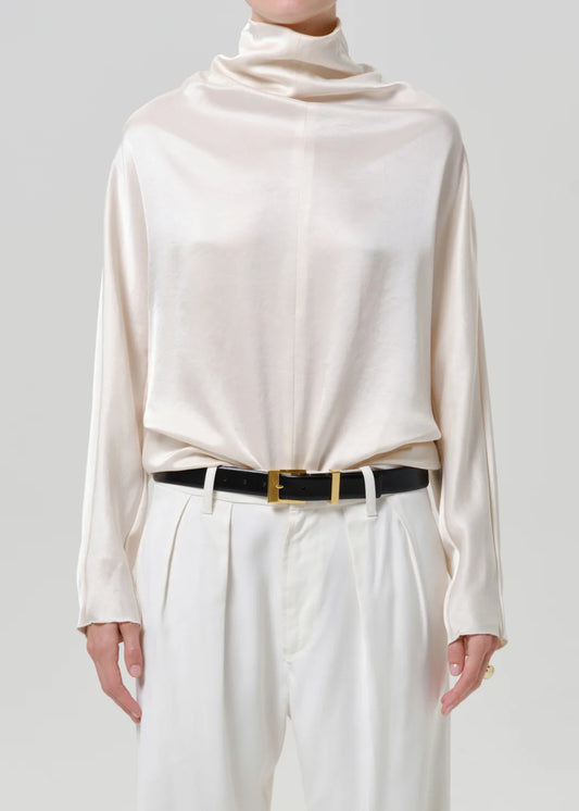 Ilaria Draped Top in Cream
