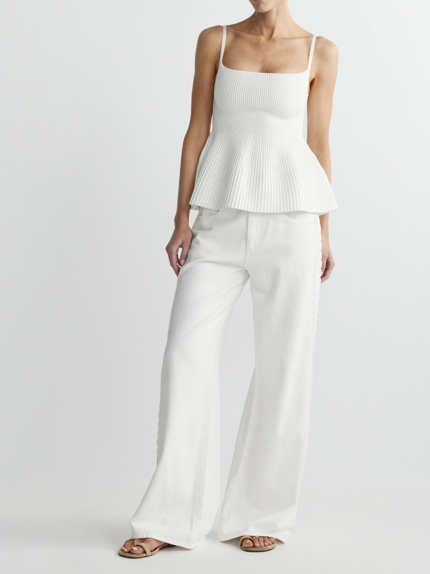 Alex Baggy Wide Leg in White Lace Aura