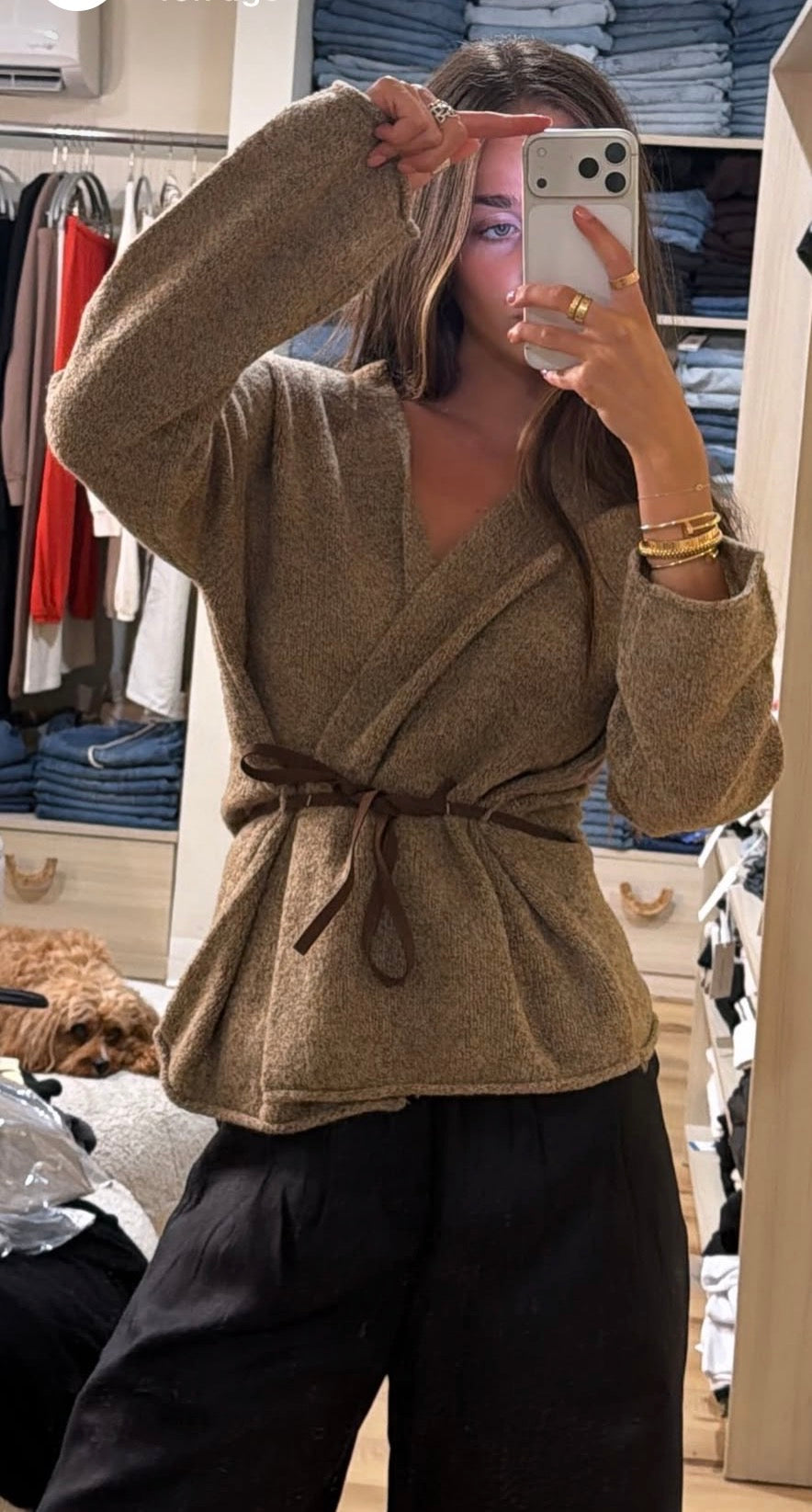 Alina Belted Cardigan in Timber
