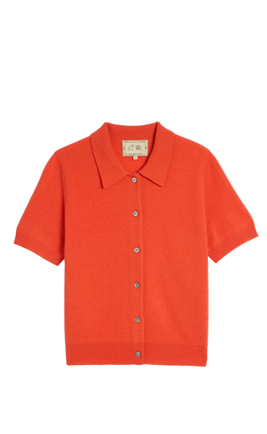 Leslie Cashmere Cardigan in Poppy