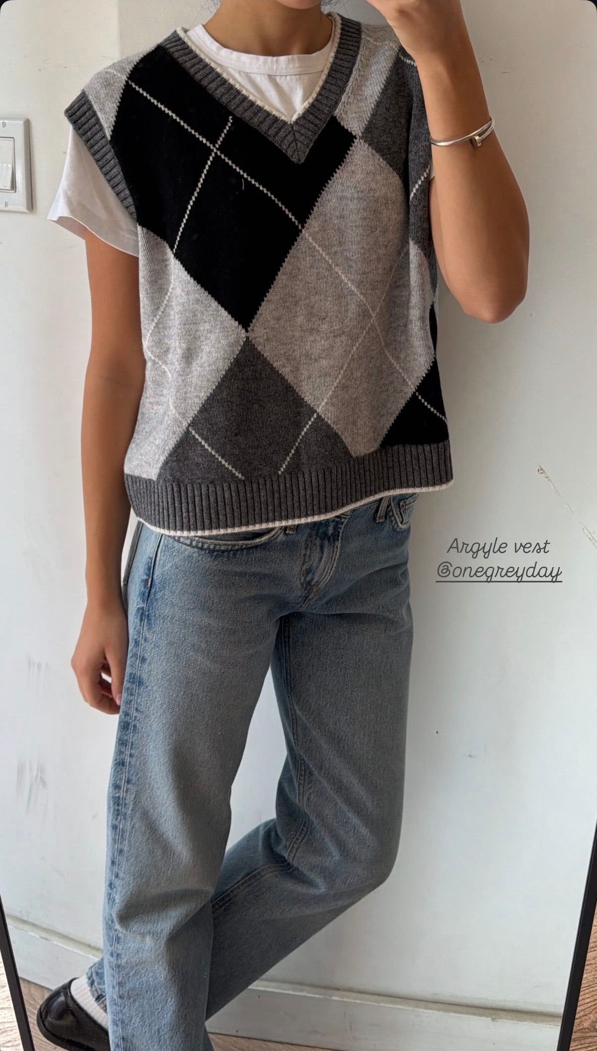Imogen Vest in Heather Grey Argyle