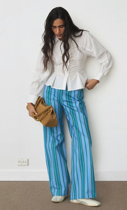Leroy Blue Striped Twill Pants