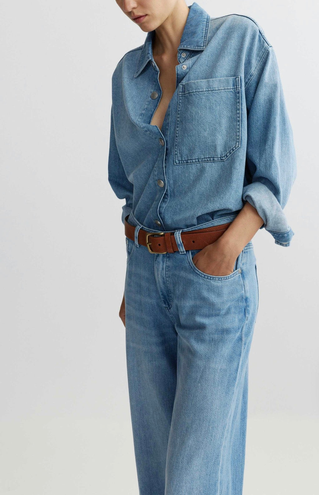 Alex Baggy Wide Leg Low Rise 32' in Riverbank Aura