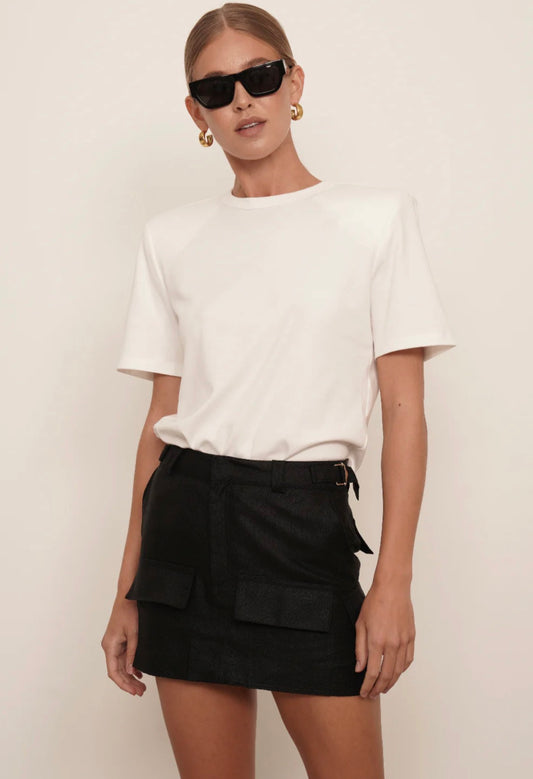 Shoulder Pad Tee in White