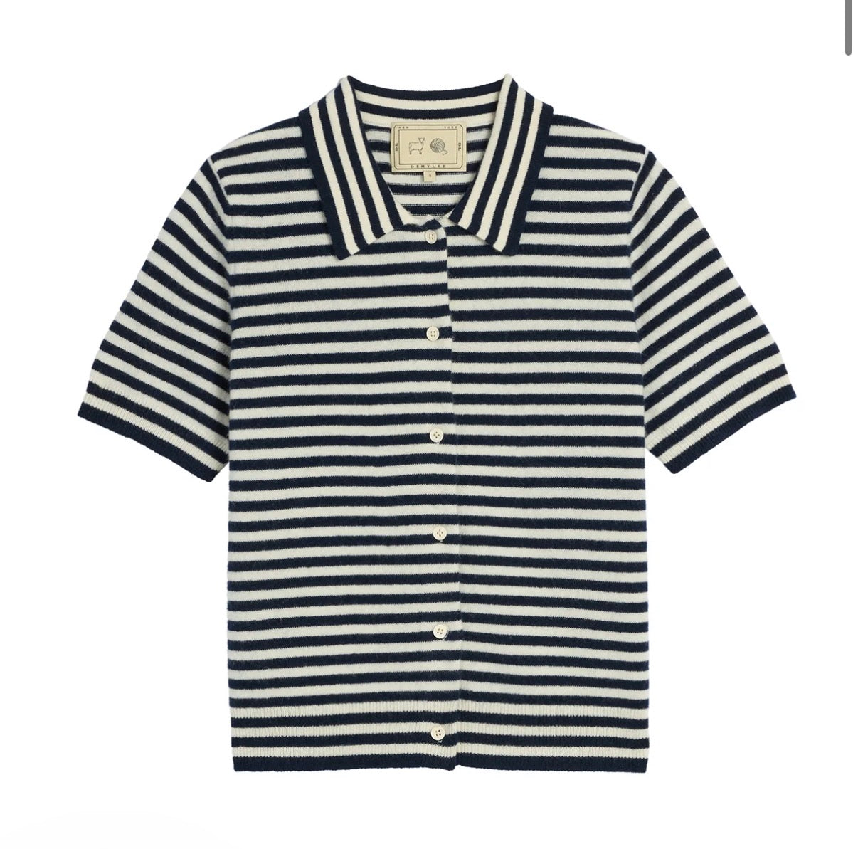 Leslie Stripe Cashmere Cardigan in Ivory/Navy