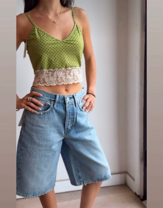 JPG green polka dot crop top