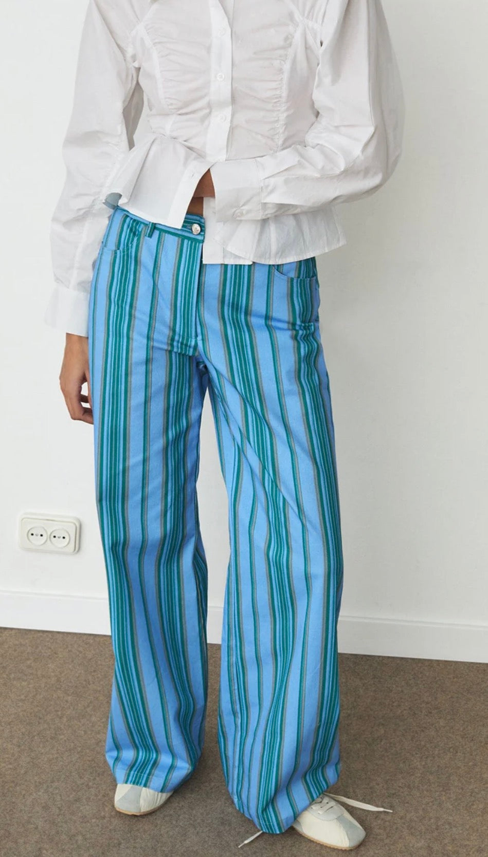 Leroy Blue Striped Twill Pants