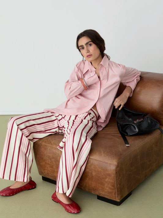 Leroy Pink Striped Twill Pants