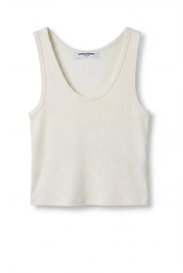 Blondie Structured Rib Bra Friendly Tank in Bright Ivory