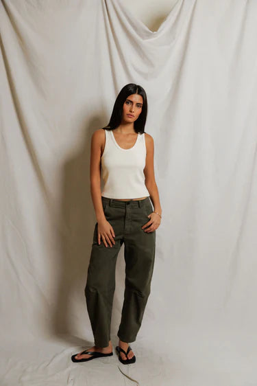 Blondie Structured Rib Bra Friendly Tank in Bright Ivory