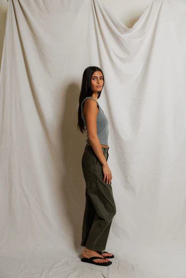 Blondie Structured Rib Bra Friendly Tank in Dark Heather Grey