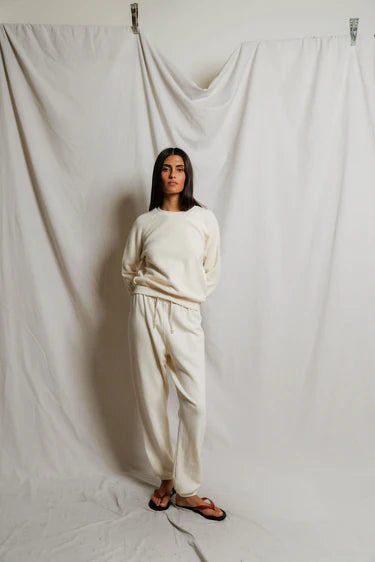 Johnny French Terry Easy Sweatpant in Bright Ivory