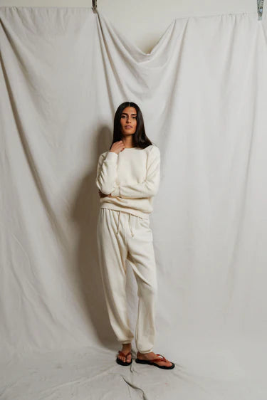 Johnny French Terry Easy Sweatpant in Bright Ivory