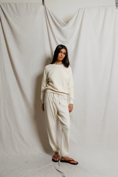 Johnny French Terry Easy Sweatpant in Bright Ivory
