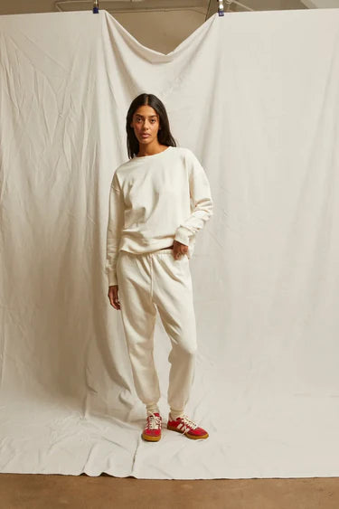 Johnny French Terry Easy Sweatpant in Bright Ivory