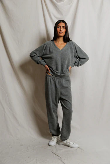 Johnny French Terry Easy Sweatpant in Dark Heather Grey