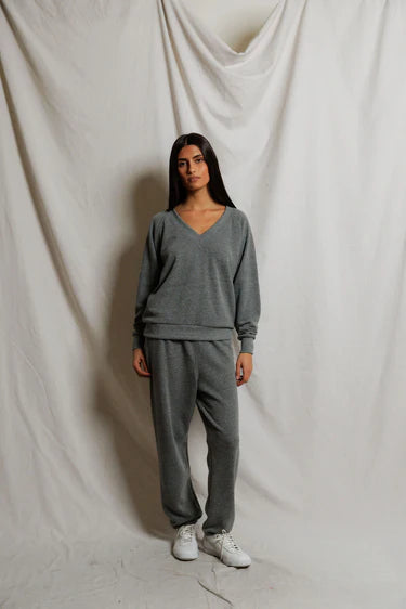 Johnny French Terry Easy Sweatpant in Dark Heather Grey