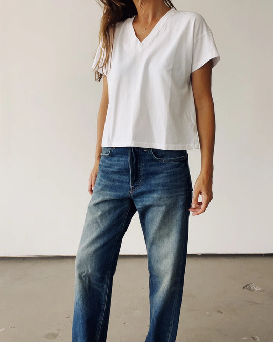 The Boxy V-Neck in White