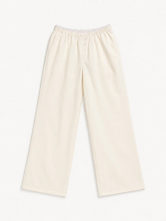 Poplin Cotton Lounge Pant in White