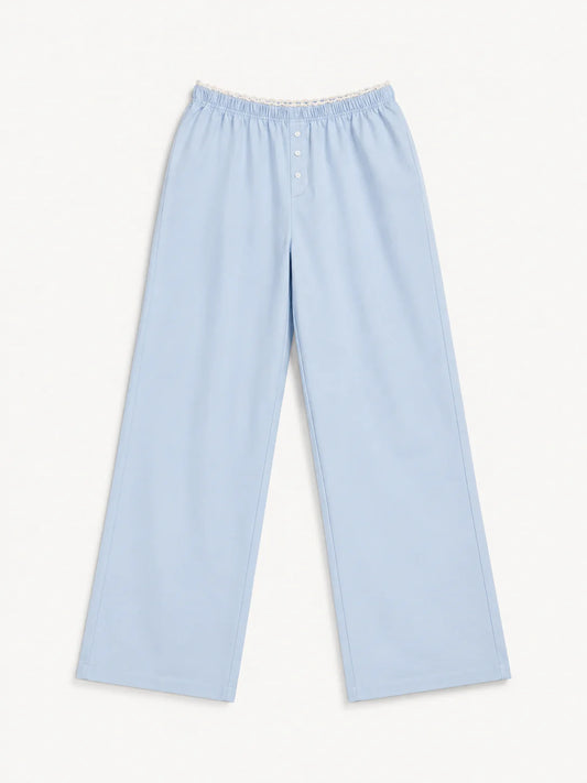 Poplin Cotton Lounge Pant in Blue
