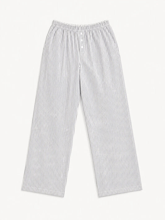 Poplin Cotton Lounge Pant in Navy Stripe