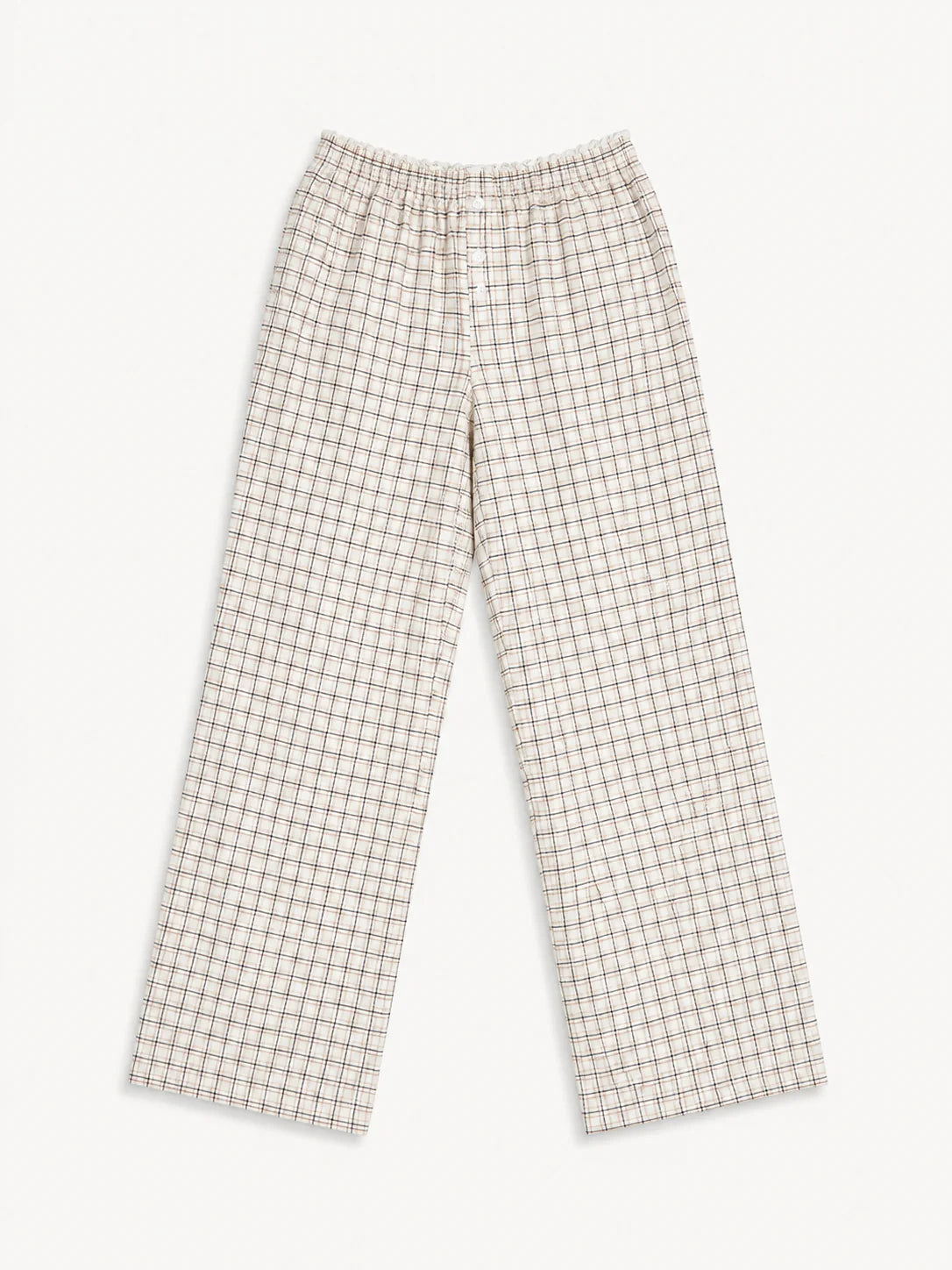 Poplin Cotton Lounge Pant in Neutral Plaid