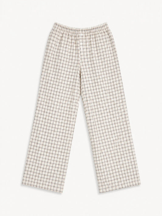 Poplin Cotton Lounge Pant in Neutral Plaid