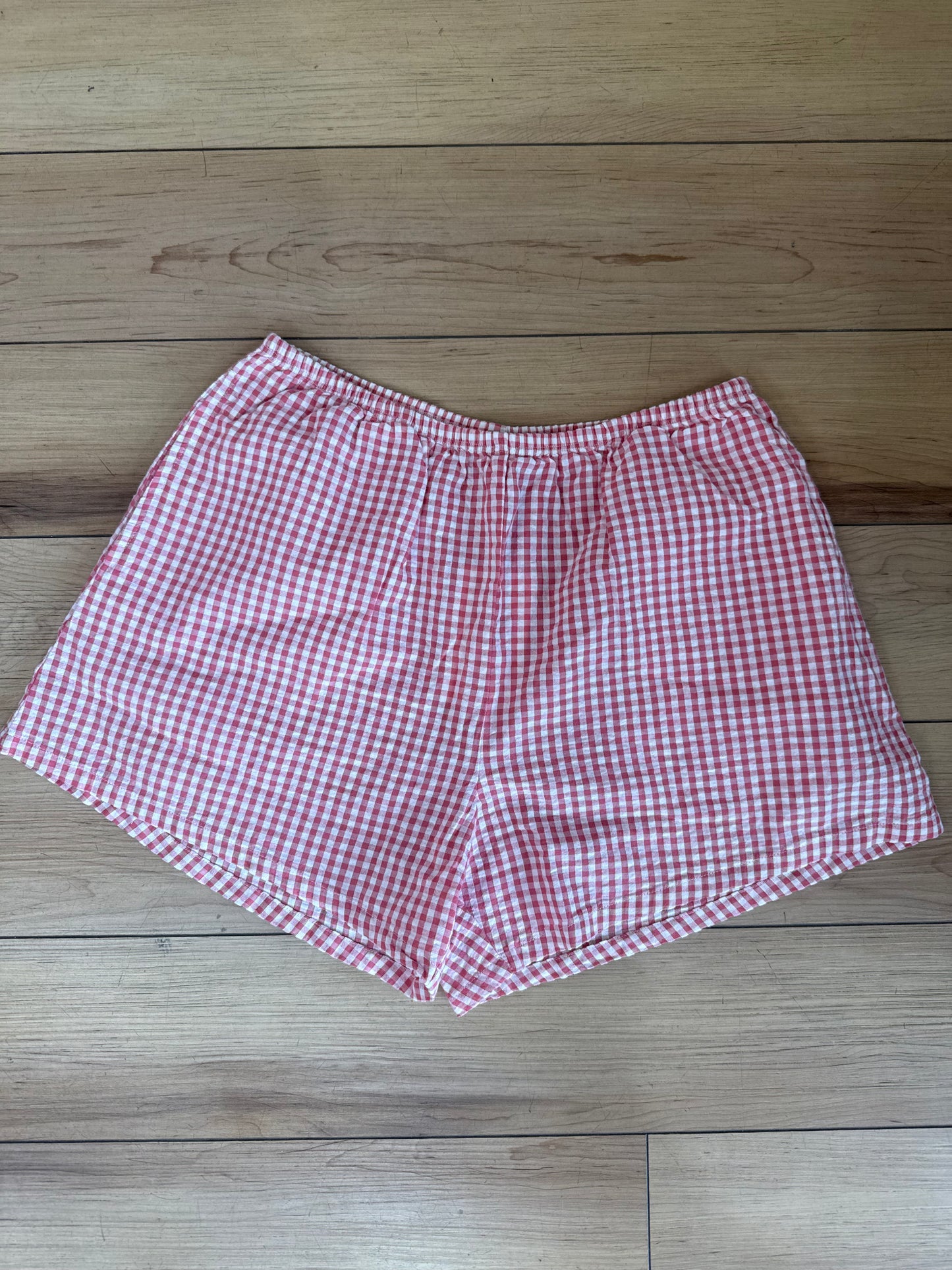 The Cotton Gingham Tap Short in Rhubarb