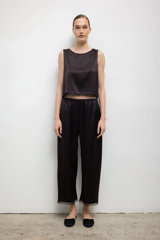 Barb Lace Crop Pant in Chocolate