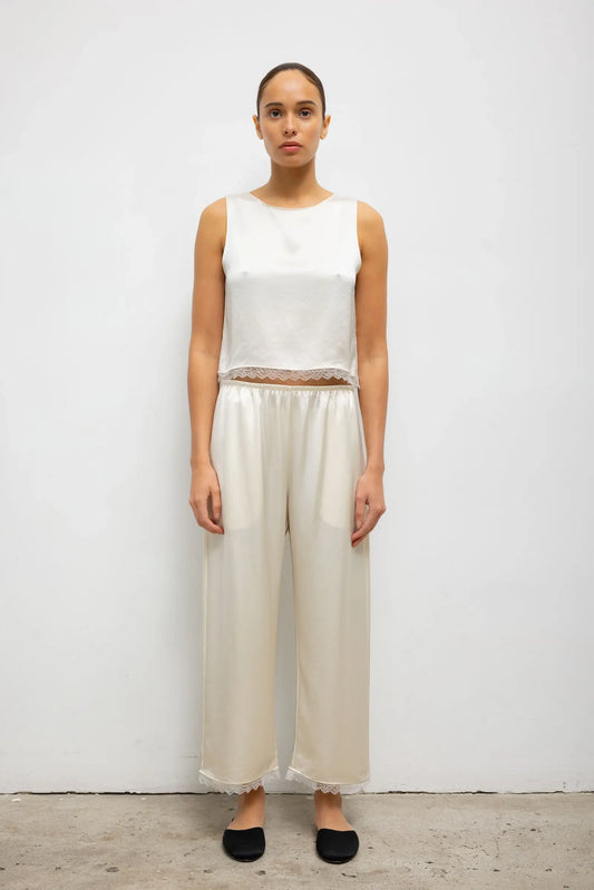 Barb Lace Crop Pant in Creme