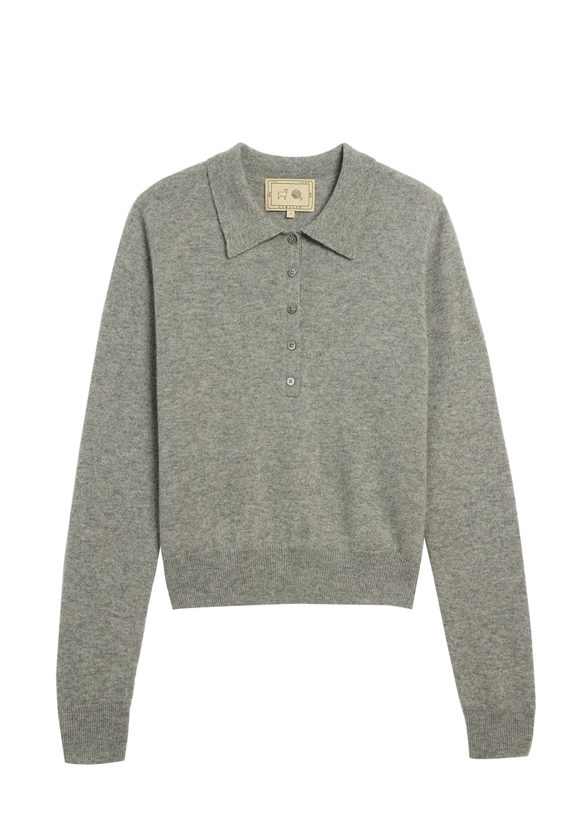 Vera Cashmere Polo in Ash Grey