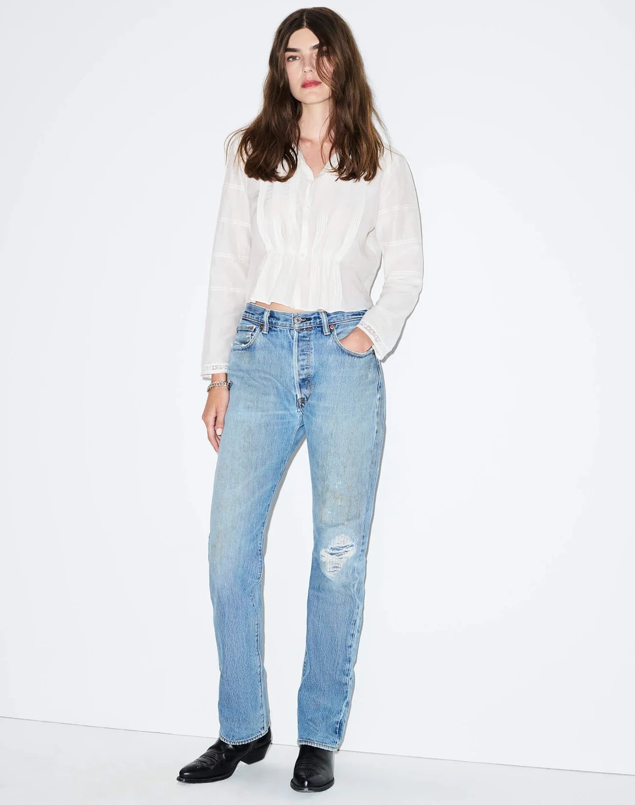 Addie Blouse in Vintage White