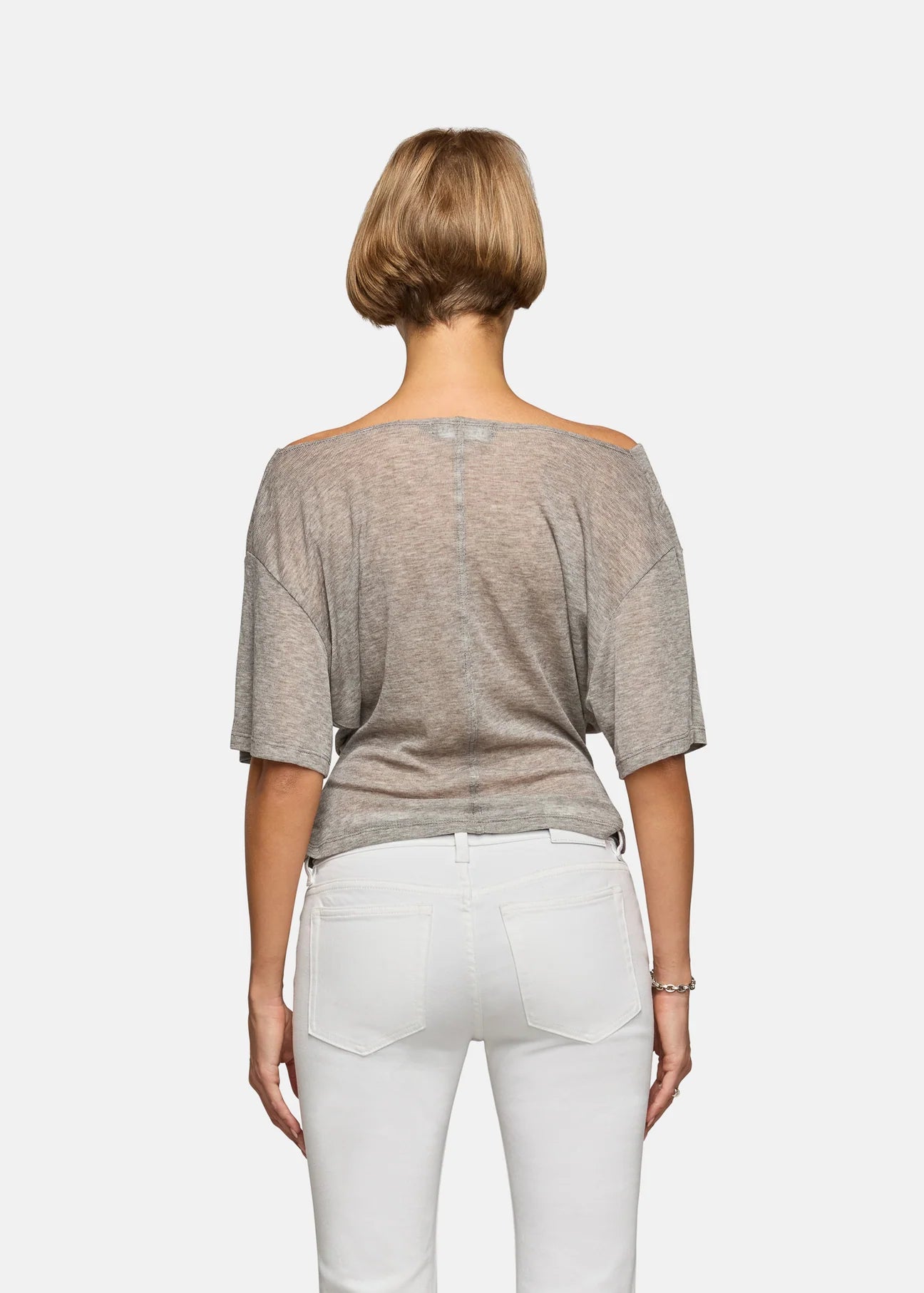 Madeo Cowl Neck Tee in Heather Grey