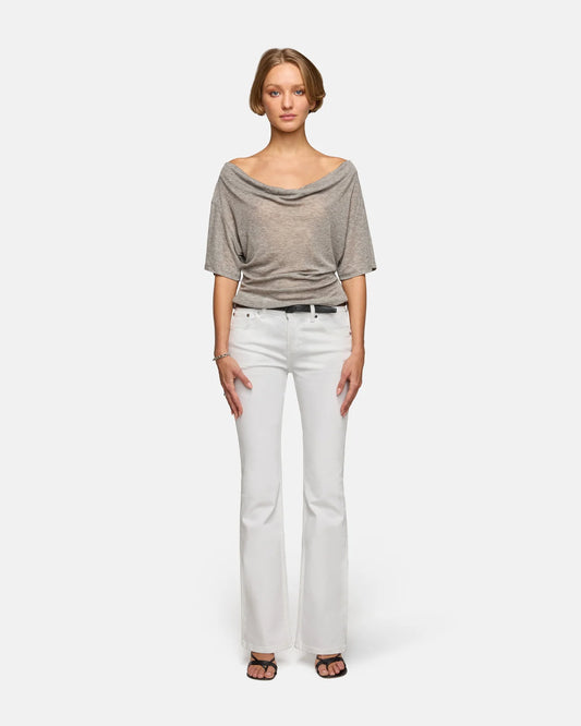 Madeo Cowl Neck Tee in Heather Grey
