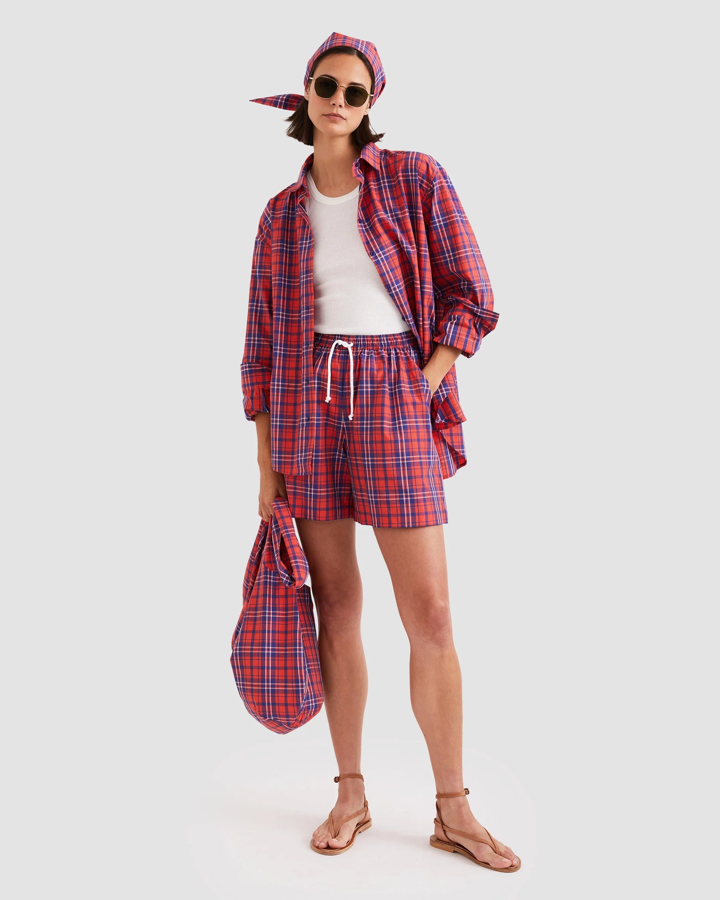 The Squid in Navy/Poppy Plaid