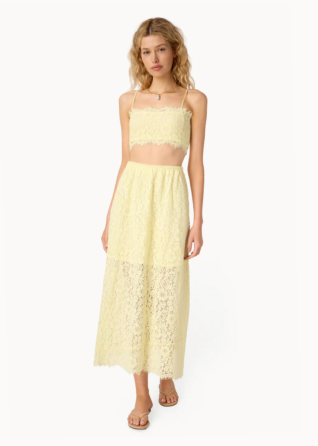 Sofie Lace Cropped Camisole in Buttercup