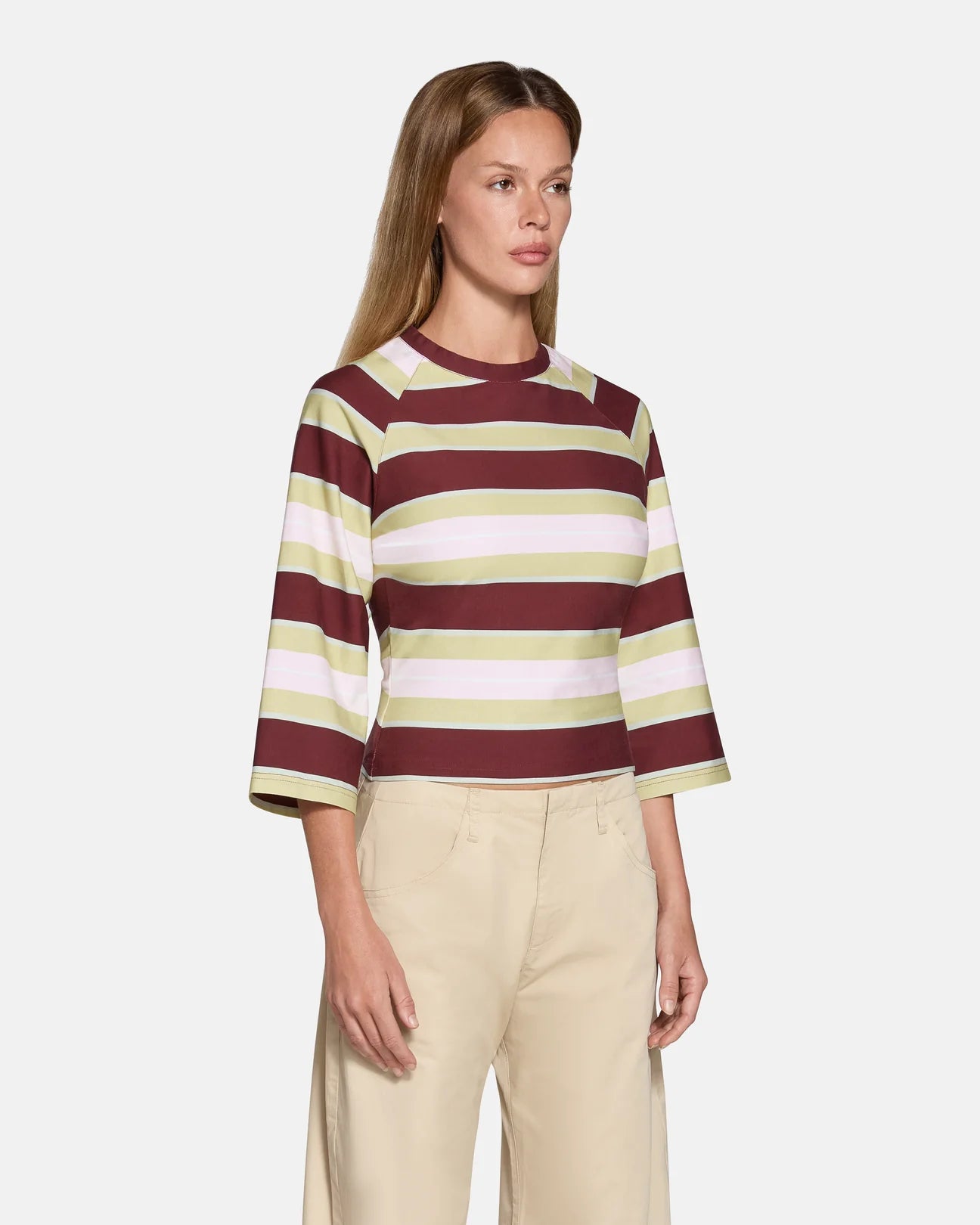 Kingsley Top in Burgundy Soft Pink Stripe