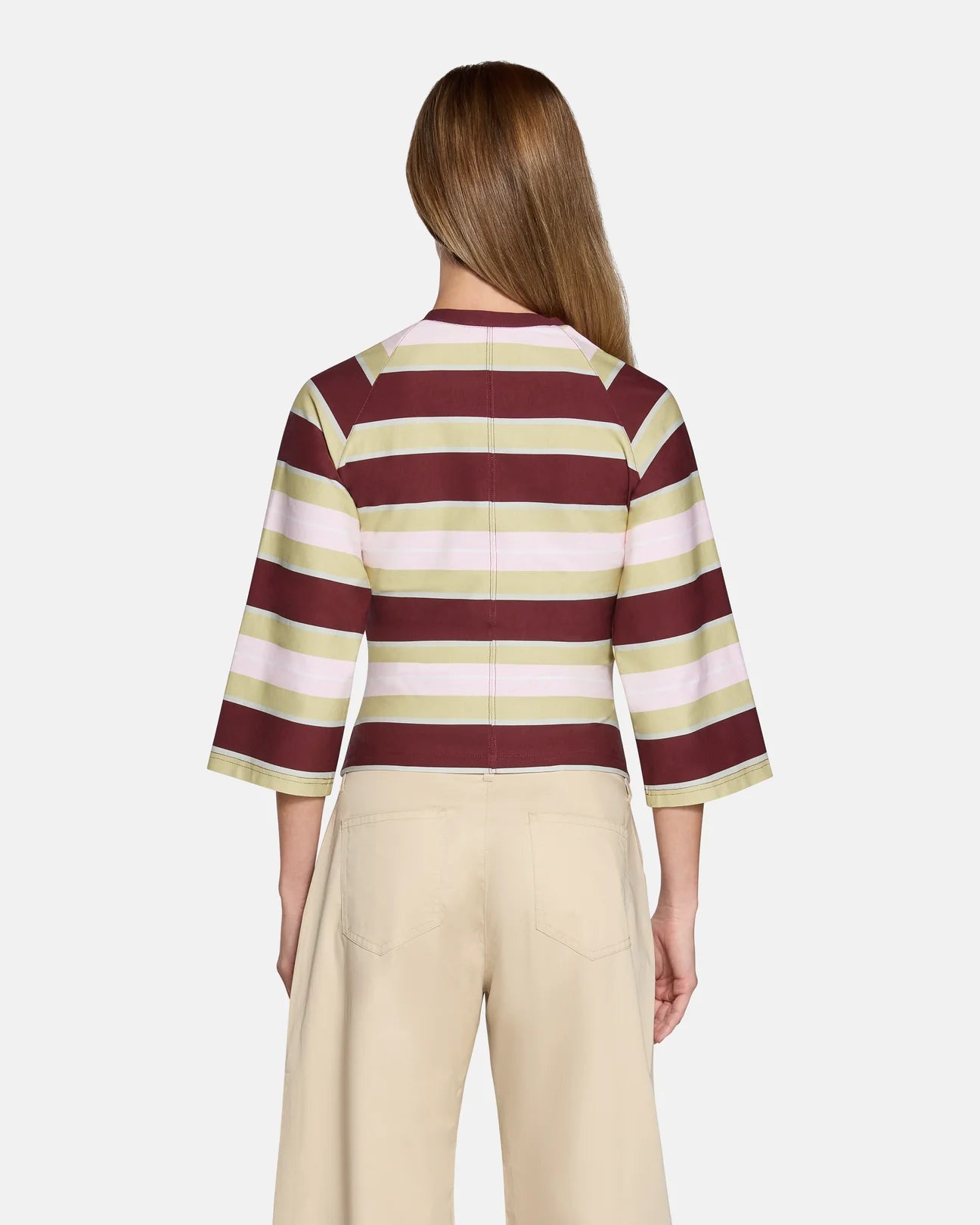 Kingsley Top in Burgundy Soft Pink Stripe