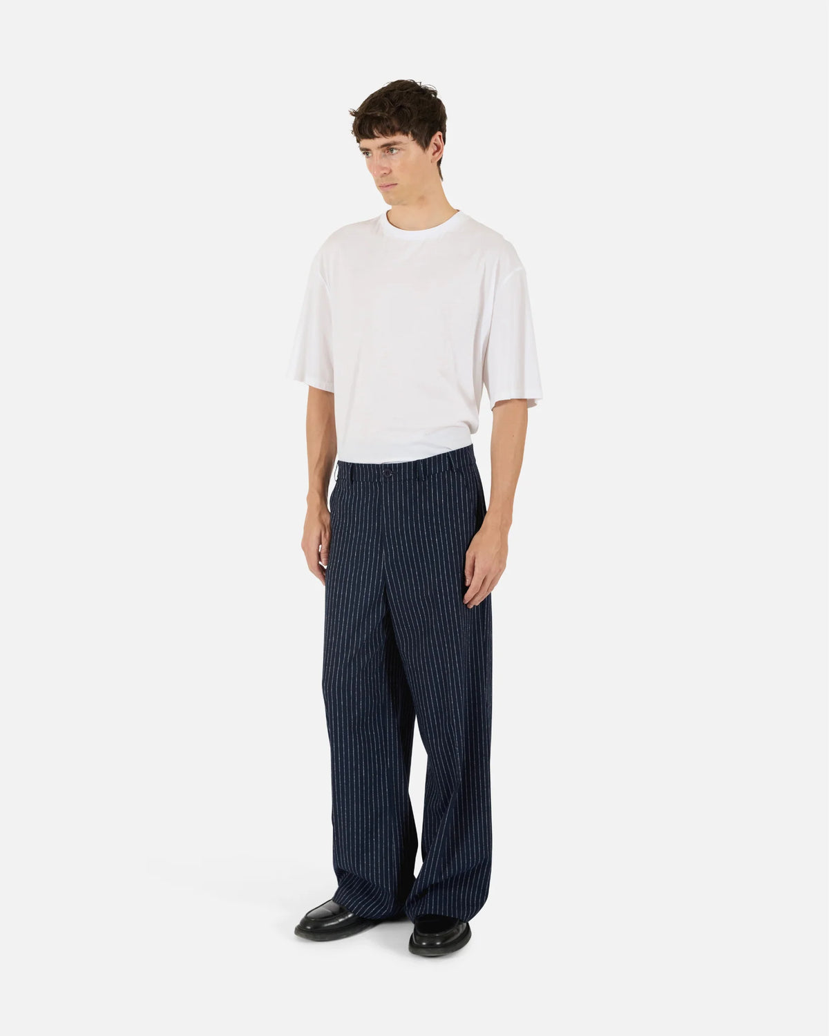 Pinstripe Trousers in Navy