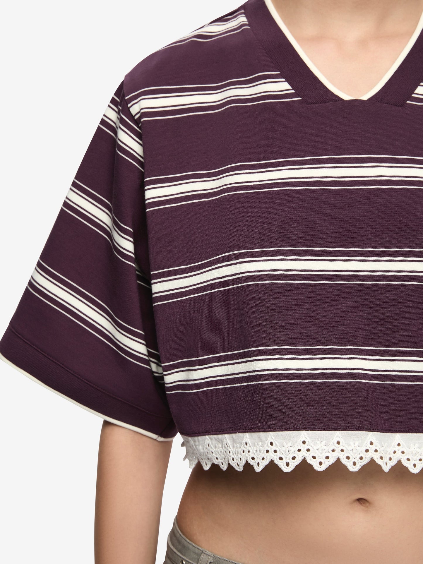 Luisa Cropped Jersey in Plum/Cream