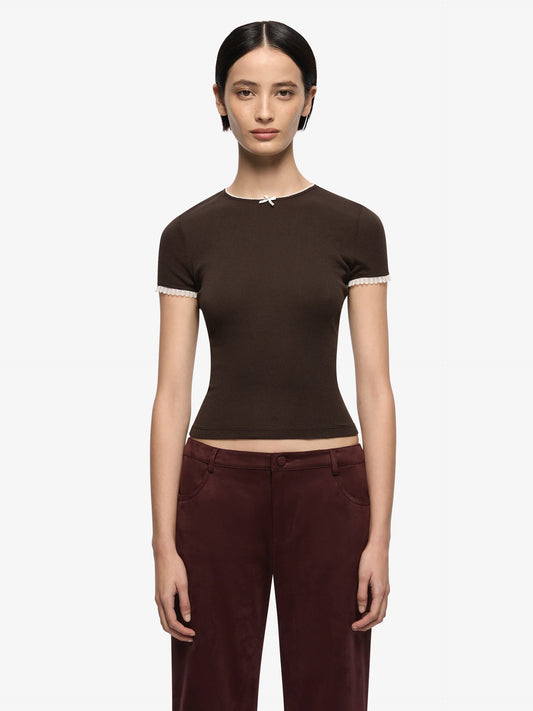 Moneta Baby tee in Dark Chocolate