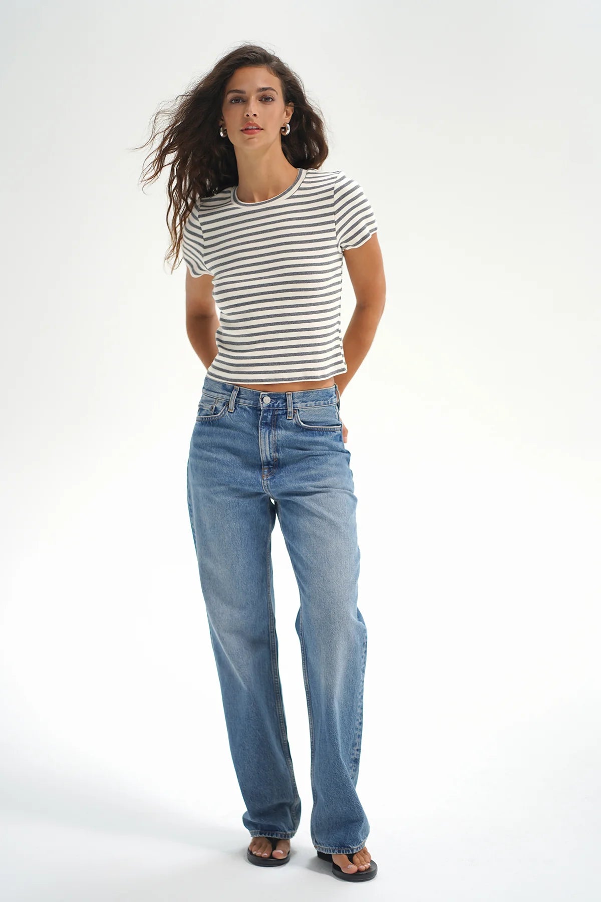 Dillon Tee in Greyscale Stripes