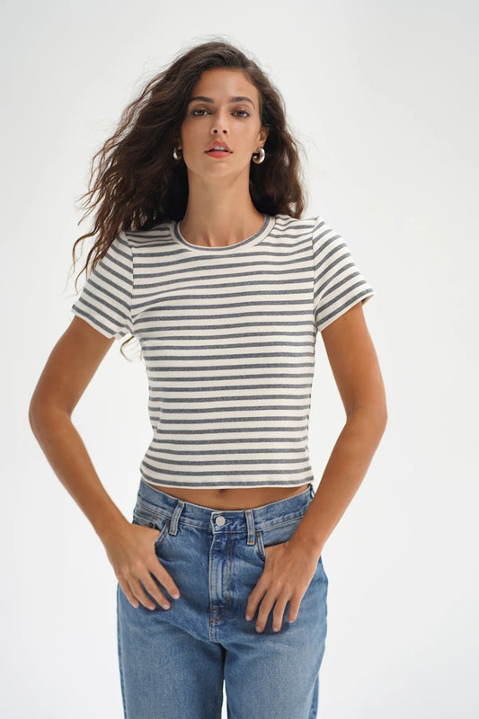 Dillon Tee in Greyscale Stripes