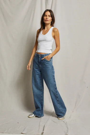 Blondie Structured Rib Bra Friendly Tank in White
