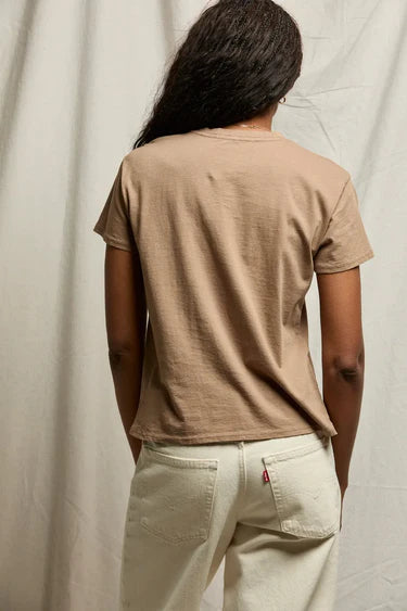 Harley Cotton Short Sleeve Boxy Crew Tee in Mocha