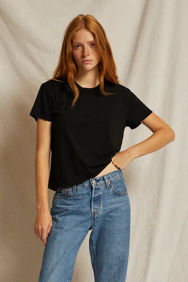 Harley Cotton Short Sleeve Boxy Crew Tee in True Black
