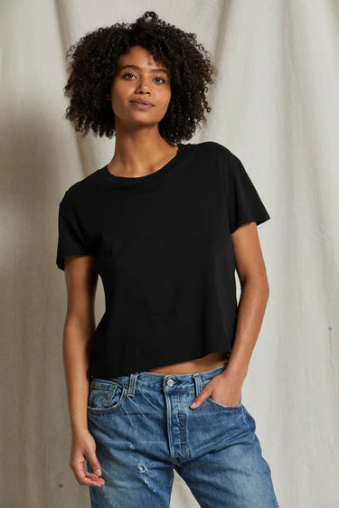 Harley Cotton Short Sleeve Boxy Crew Tee in True Black